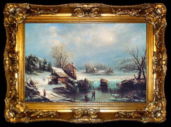 framed  Regis-Francois Gignoux Mid-Winter Moonlight, ta009-2